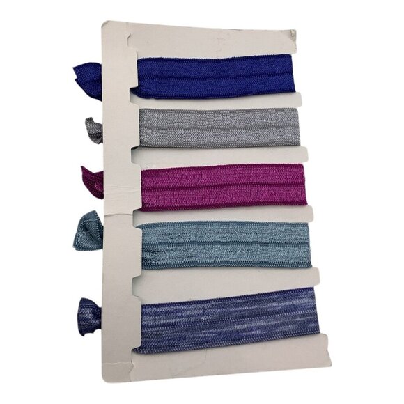 Elastic Hair Ties No-Crease Multicolor Set Of 5 Stretch Knotted Ponytail Holder - Picture 2 of 5
